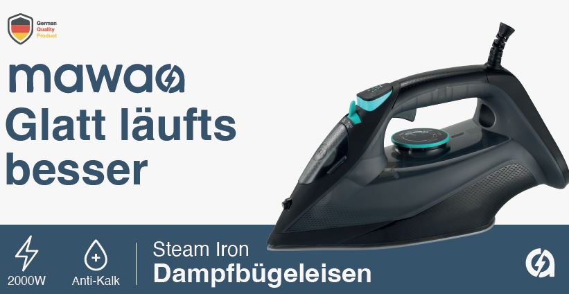 Dampfbügeleisen - 350ml Tank, 2400 Watt, Keramiksohle, Anti-Kalk