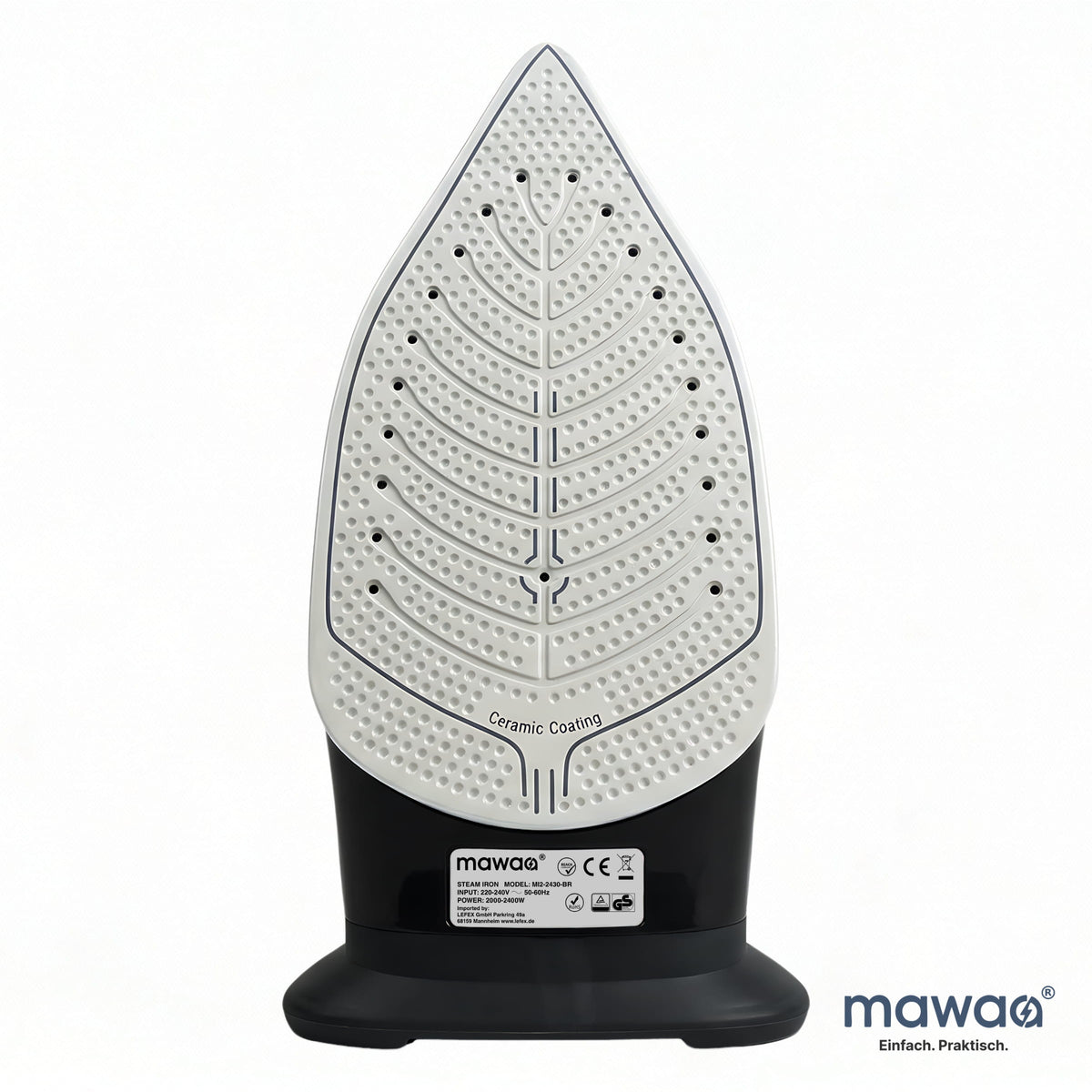 mawaa® Dampfbügeleisen MI2-2430-BR - 350ml Tank, 2400 Watt, Keramiksohle, Anti-Kalk
