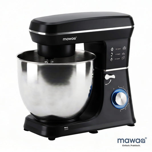 mawaa® MixMaster Küchenmaschine MK2-2410-BS - 10-Liter-Edelstahlschüssel, 1400 Watt