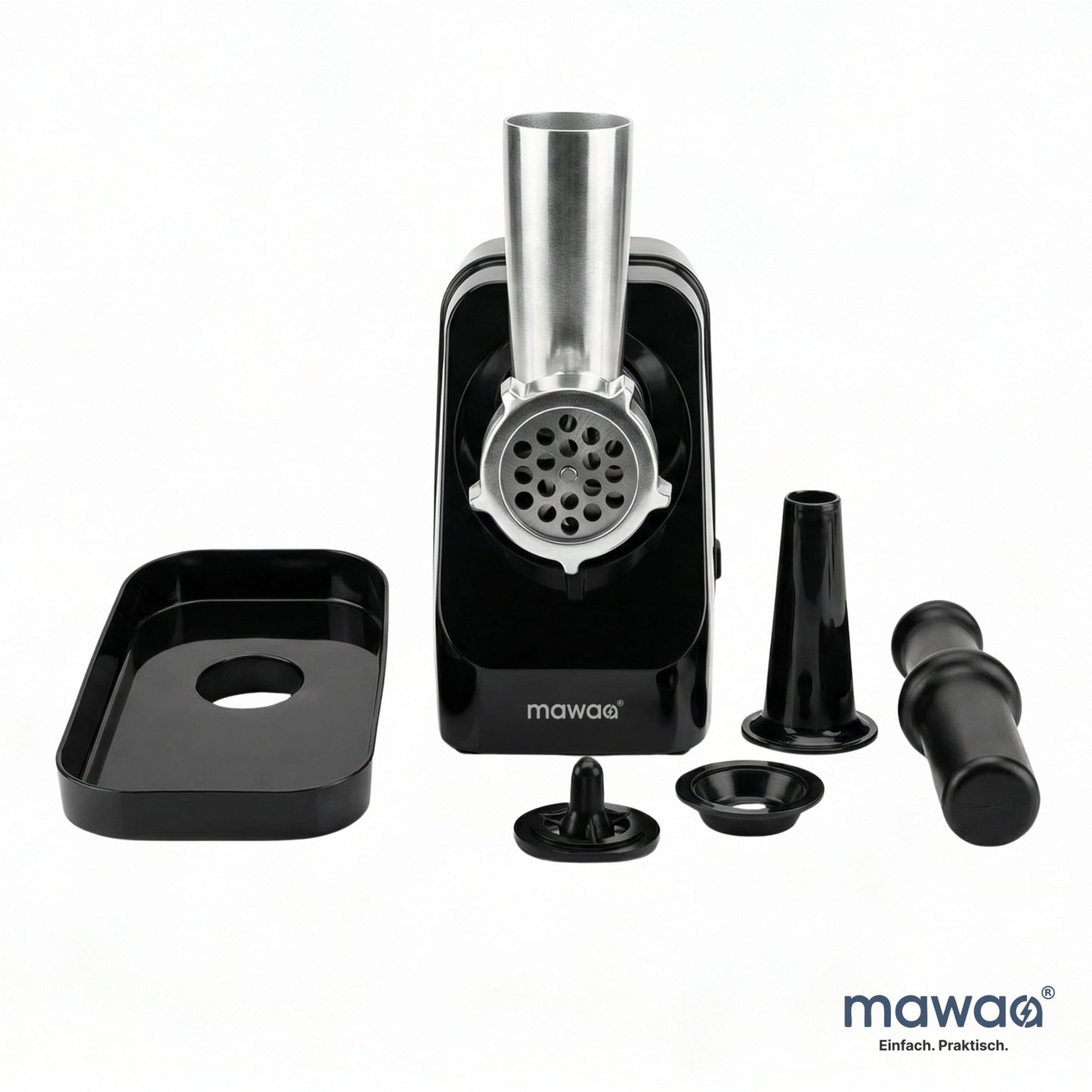 mawaa® Elektrischer Fleischwolf MMG-32513-SB mit Reverse-Funktion & Wurstaufsatz