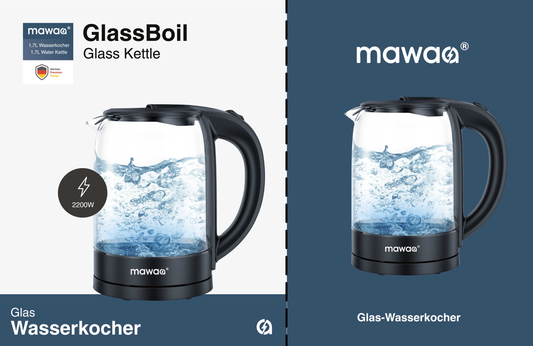 MAWAA Glas-Wasserkocher MKE-32511-GL-SB